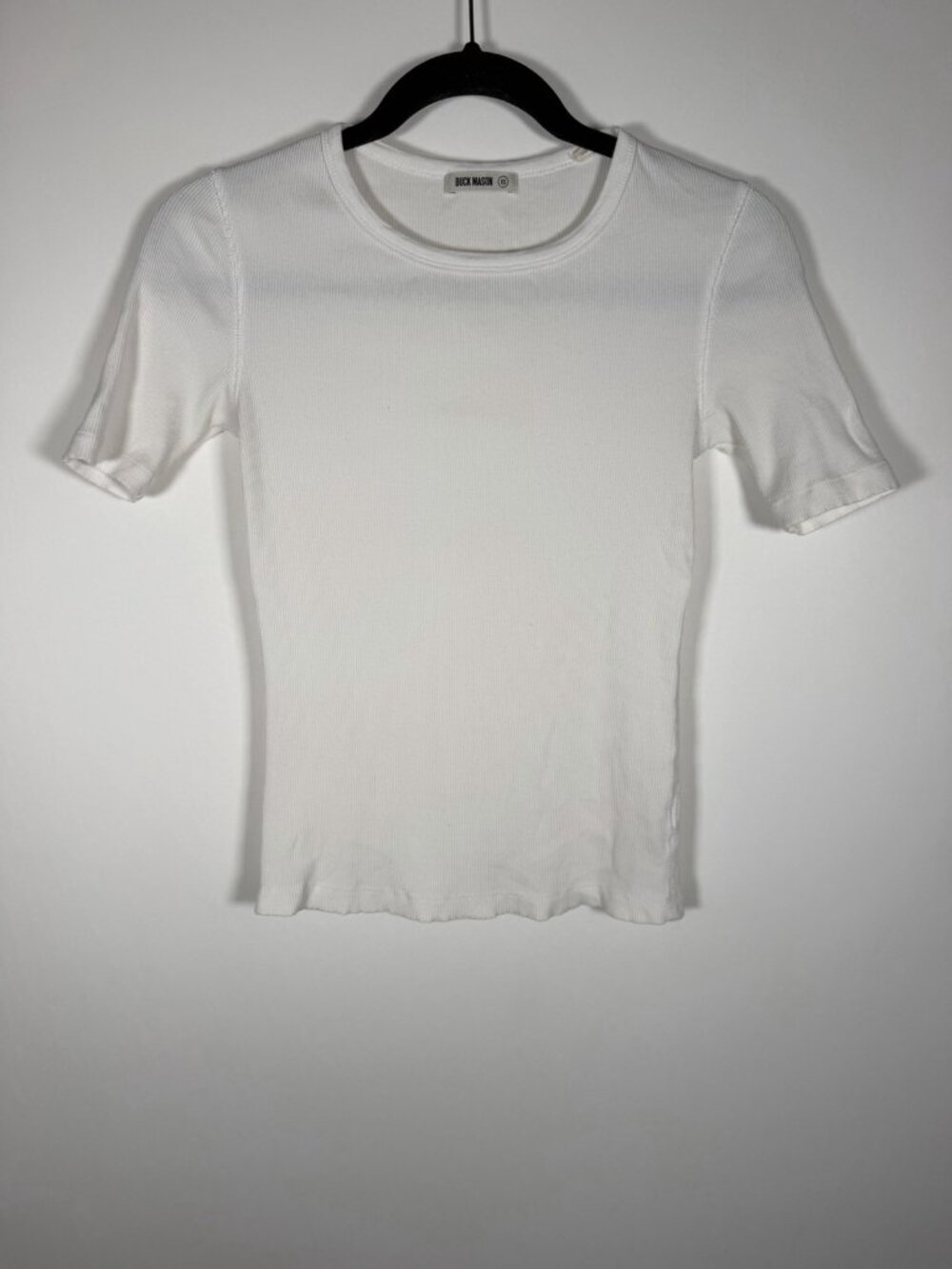 Buck Mason Heirloom ribbed short sleeve white tshirt capsule minimalist XS
